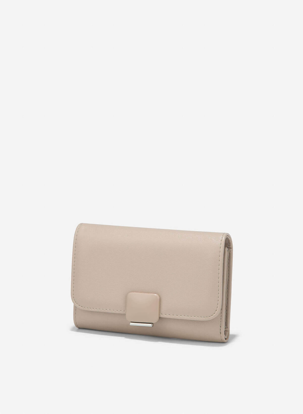 Metallic Buckle Wallet - WLL 0307 - Beige - vascara.com