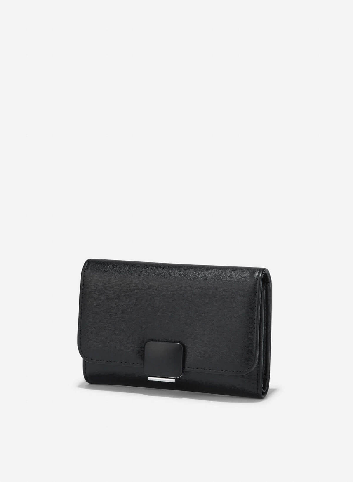 Metallic Buckle Wallet - WLL 0307 - Black - vascara.com