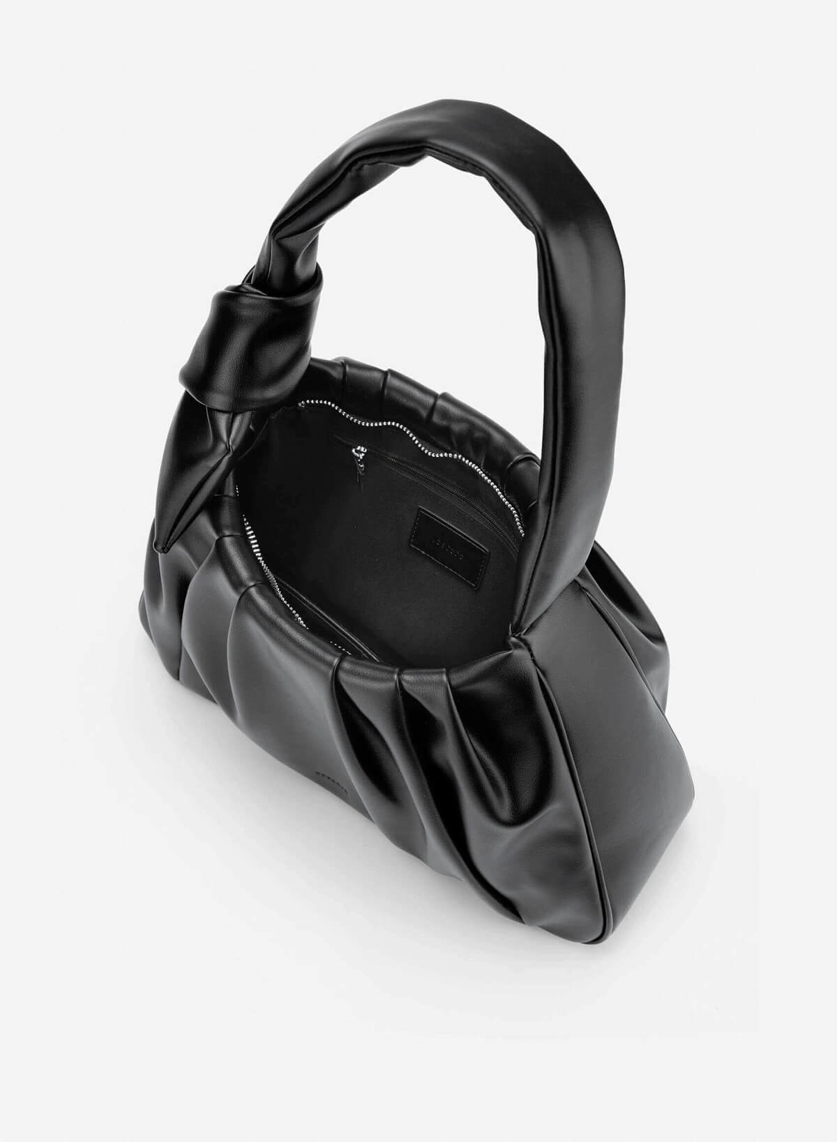 Pleated with Knot Shoulder Bag - TTE 0179 - Black - vascara.com