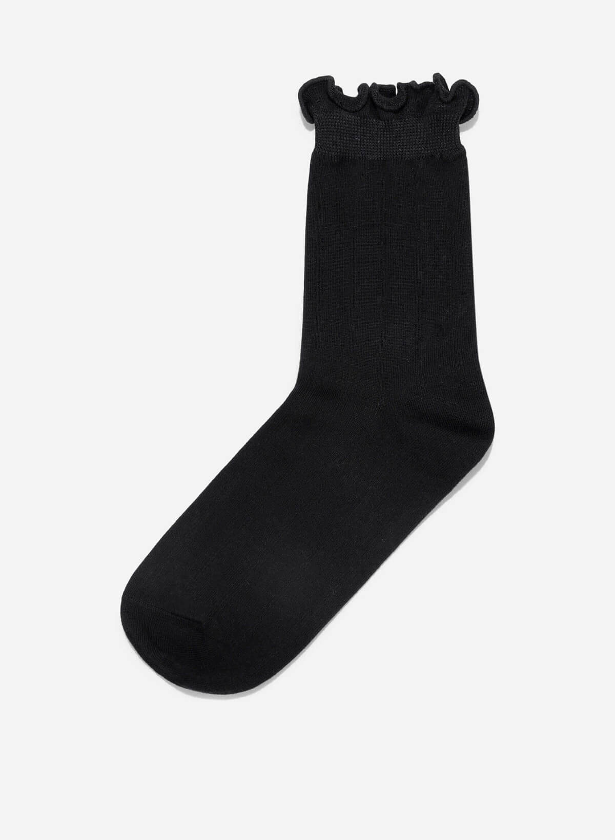 Ruffled Crew Socks - SCK 0007 - Black - vascara.com