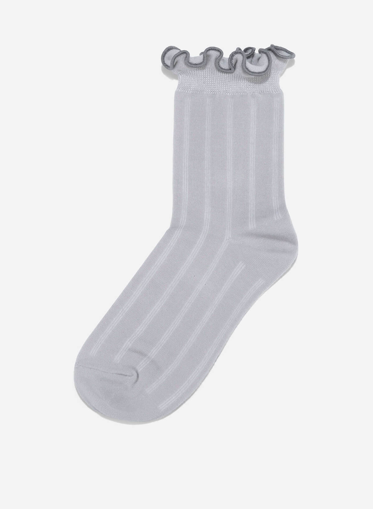 Ruffled Crew Socks - SCK 0007 - Gray - vascara.com