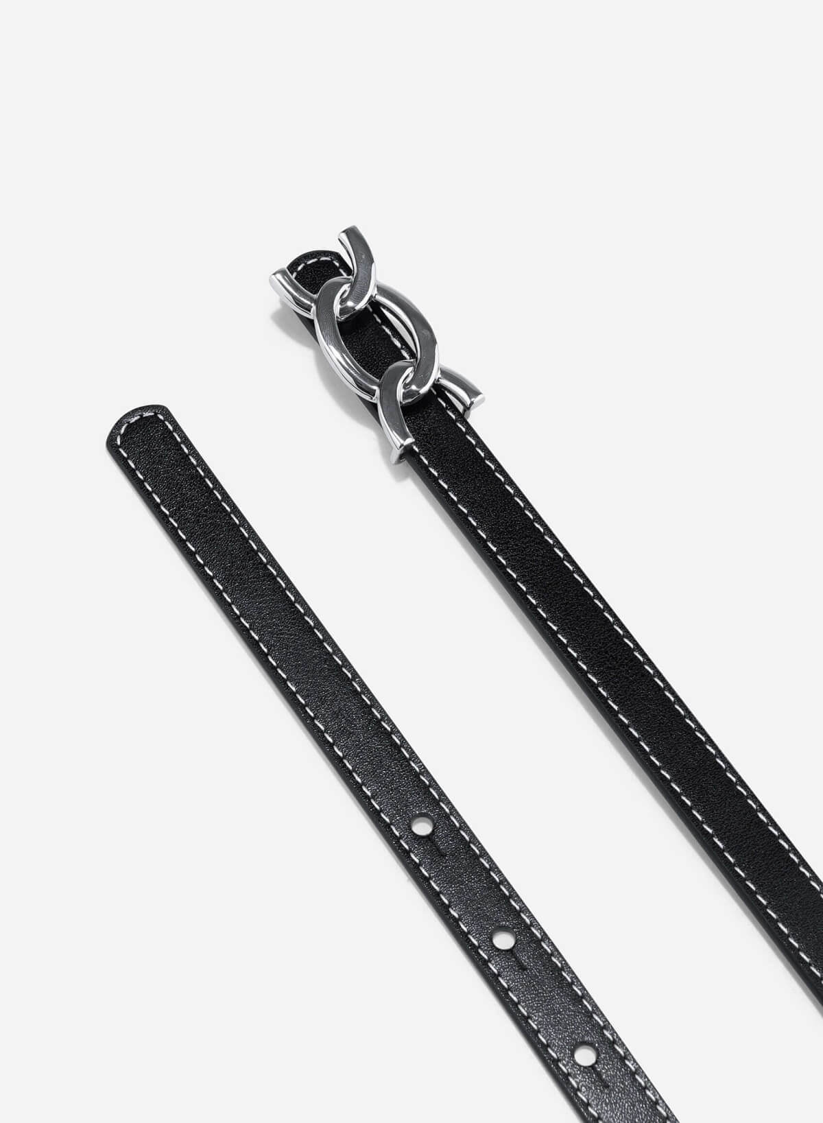 Stylized Buckle Thin Belt - BEL 0039 - Black - vascara.com