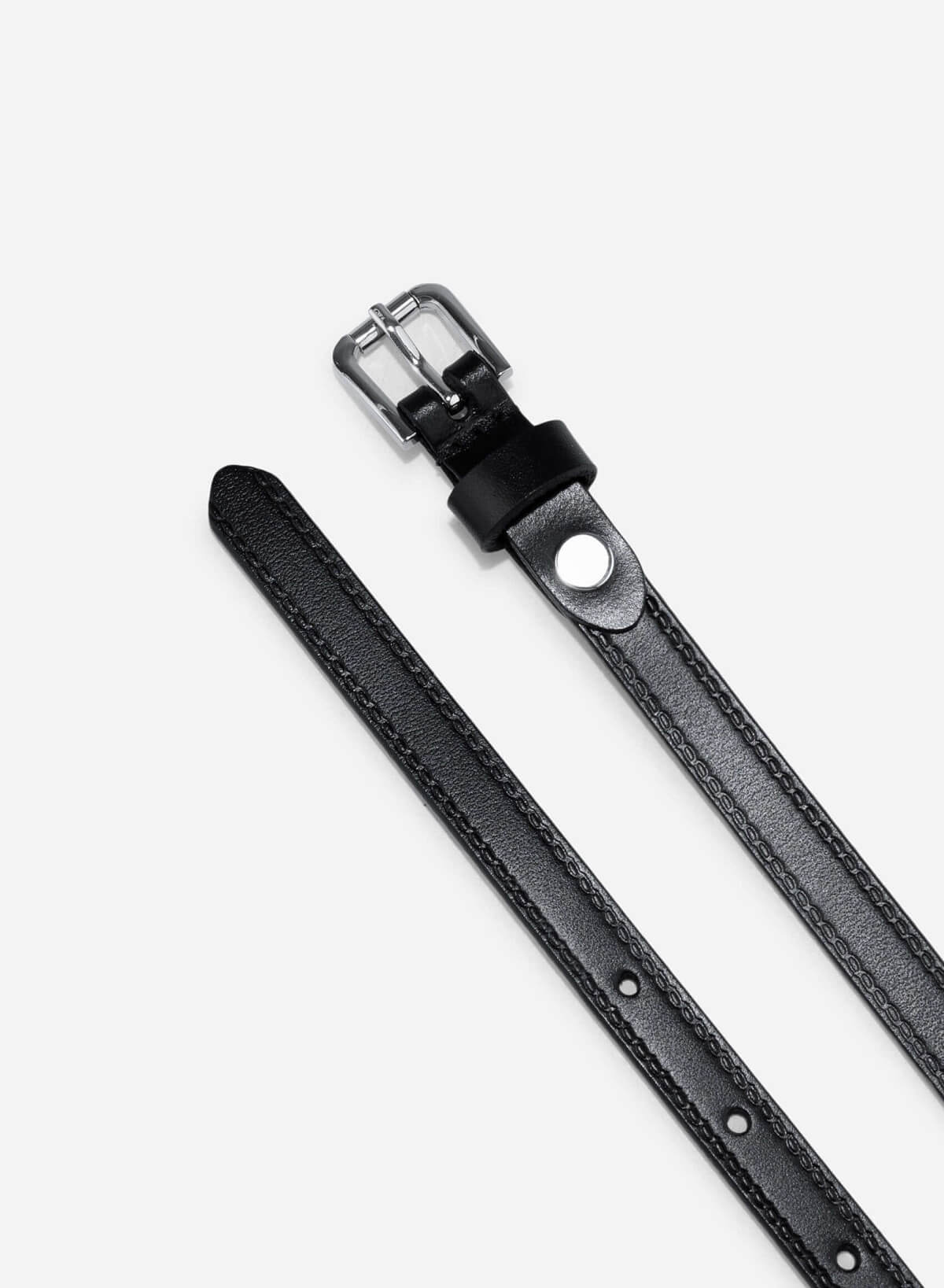 Thin Belt with Pattern - BEL 0037 - Black - vascara.com