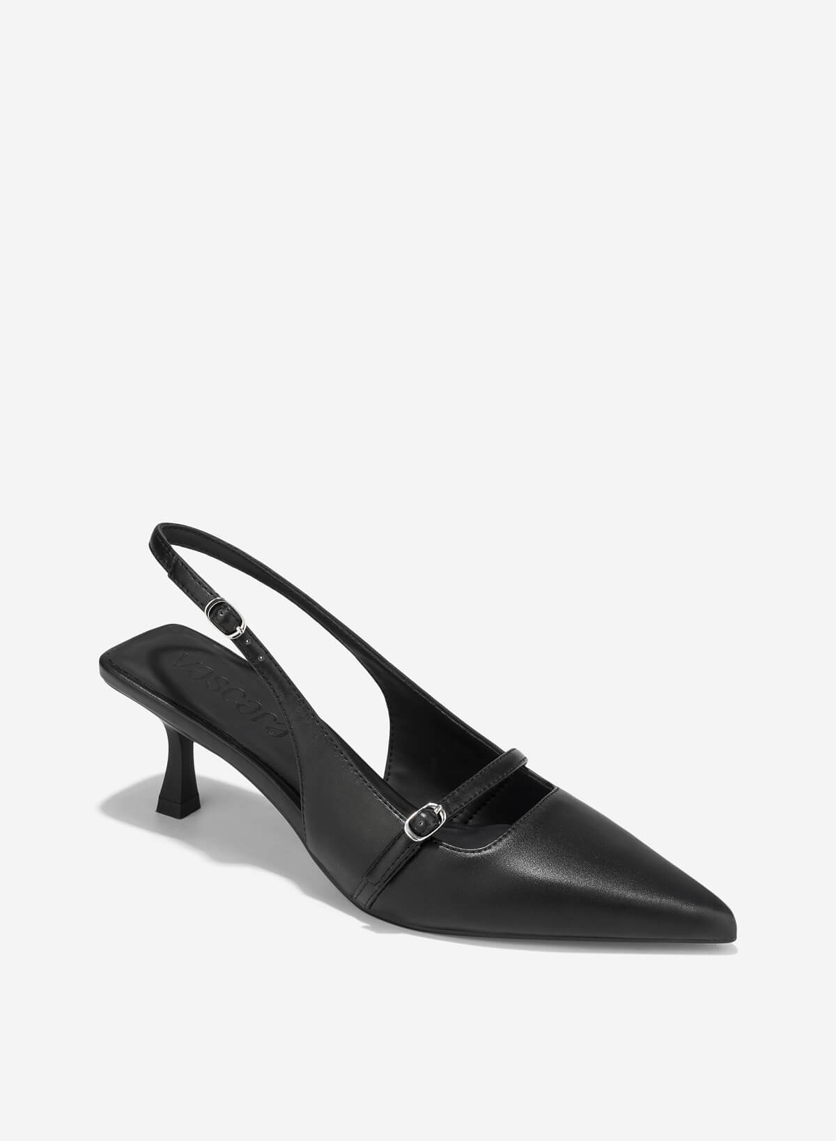 Buckle Strap Slingback - HIG 0702 - Black - vascara.com