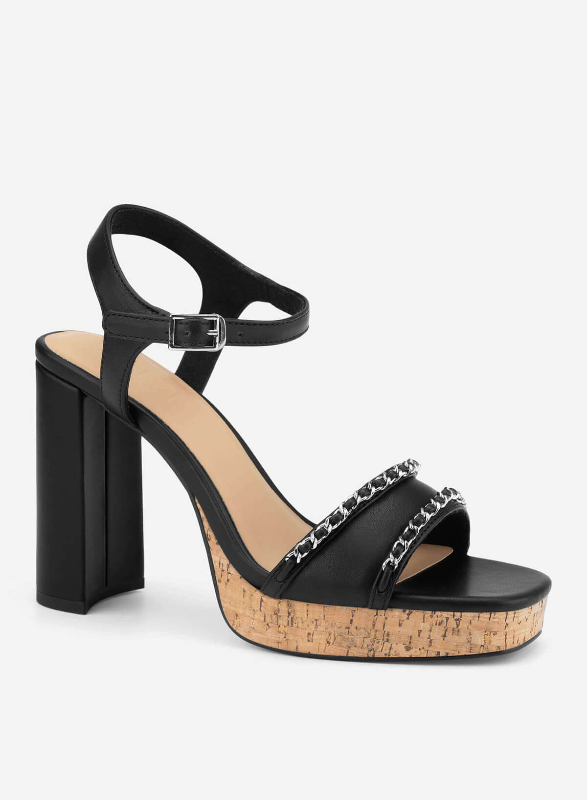 Chain Strap Platform Sandals - PUM 0814 - Black - vascara.com