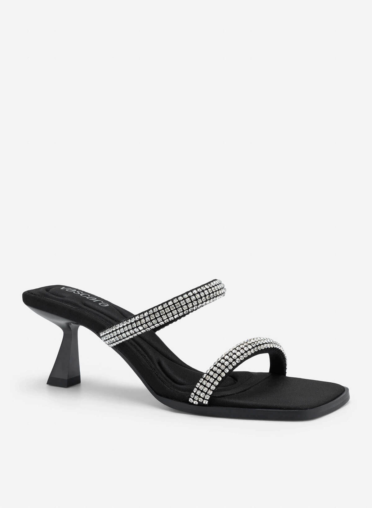 Crystal Strap Mules - MUL 0221 - Black - vascara.com