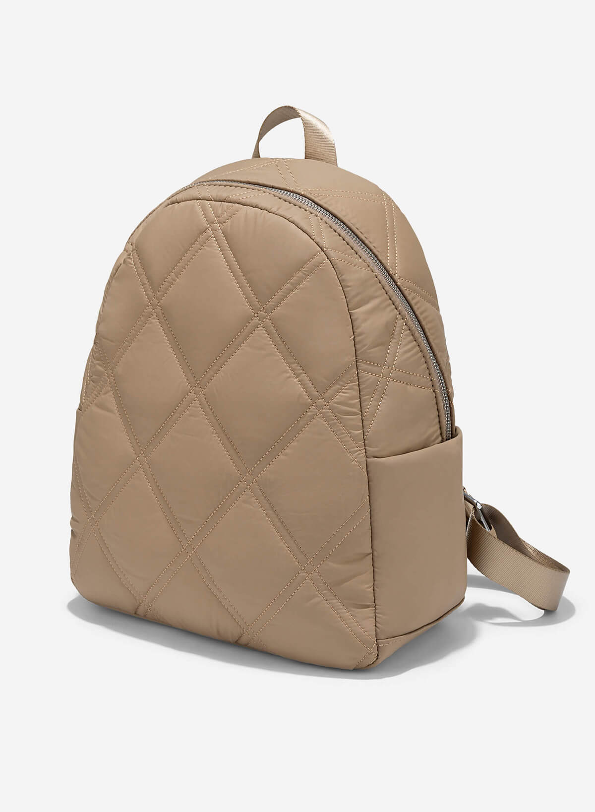 Diamond-shaped Quilted Parachute Backpack - BAK 0214 - Beige - vascara.com