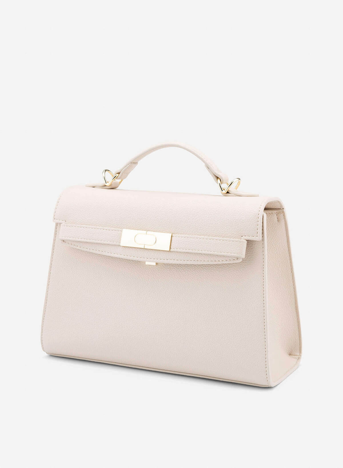 Rectangular Buckle Saddle Bag - SAC 0336 - Cream - vascara.com