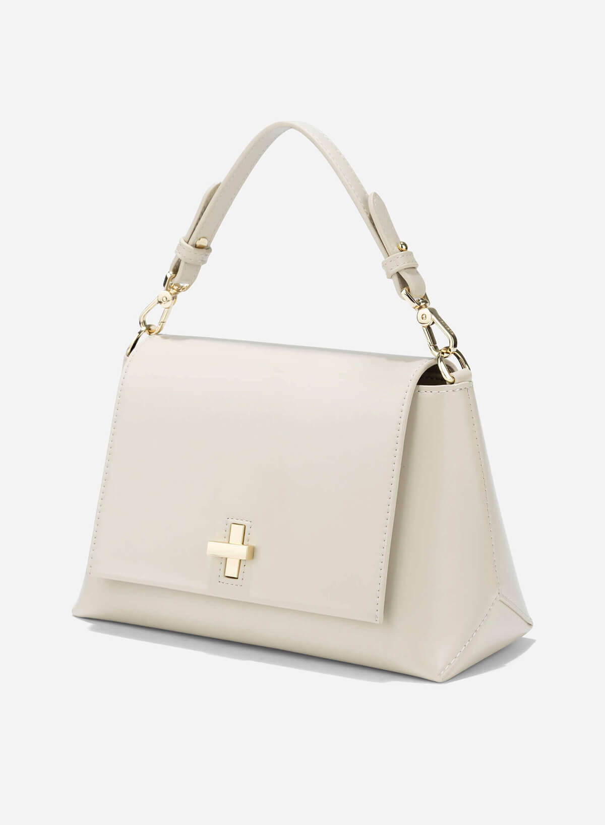 Rotated Buckle Handheld Bag - SAC 0334 - Cream - vascara.com