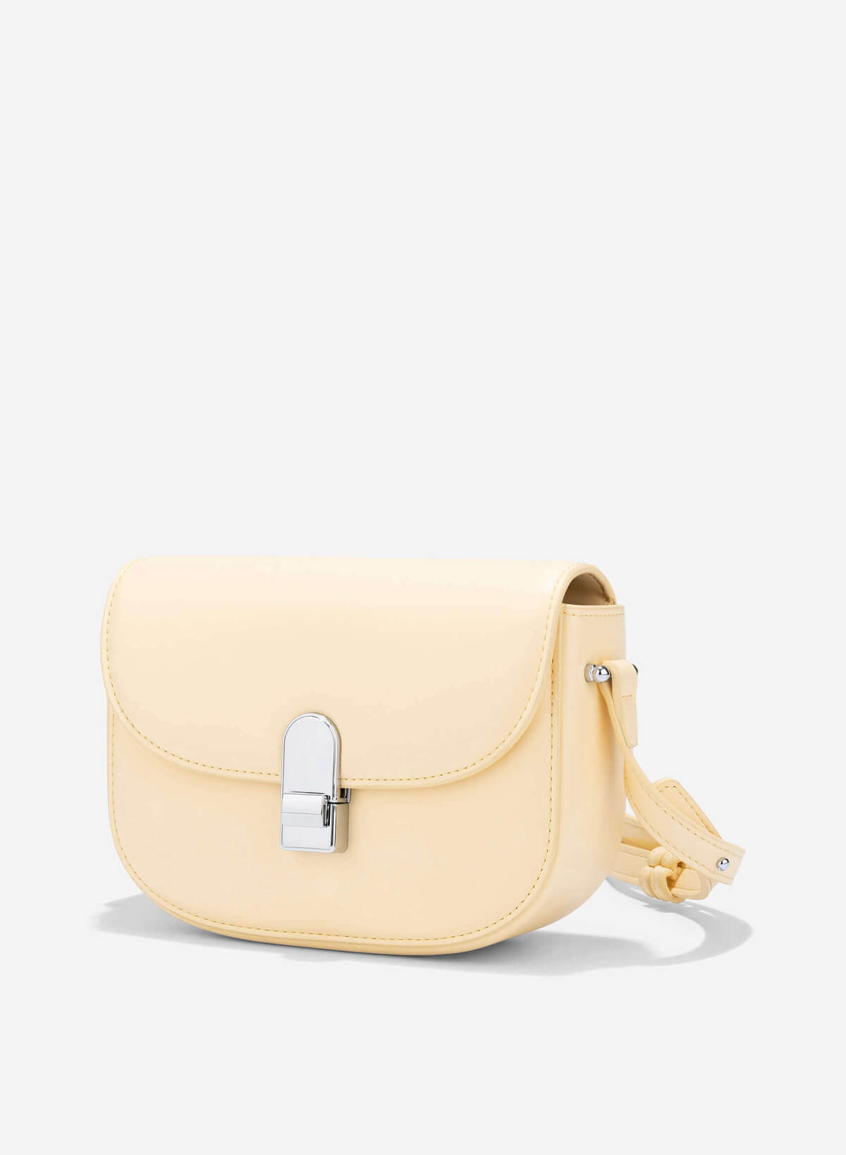 Snap Lock Saddle Shoulder Bag - MES 0271 - Light Yellow - vascara.com