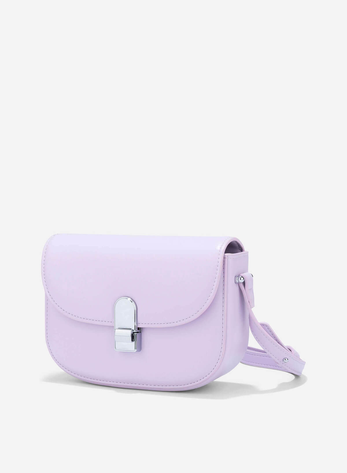 Snap Lock Saddle Shoulder Bag - MES 0271 - Purple - vascara.com