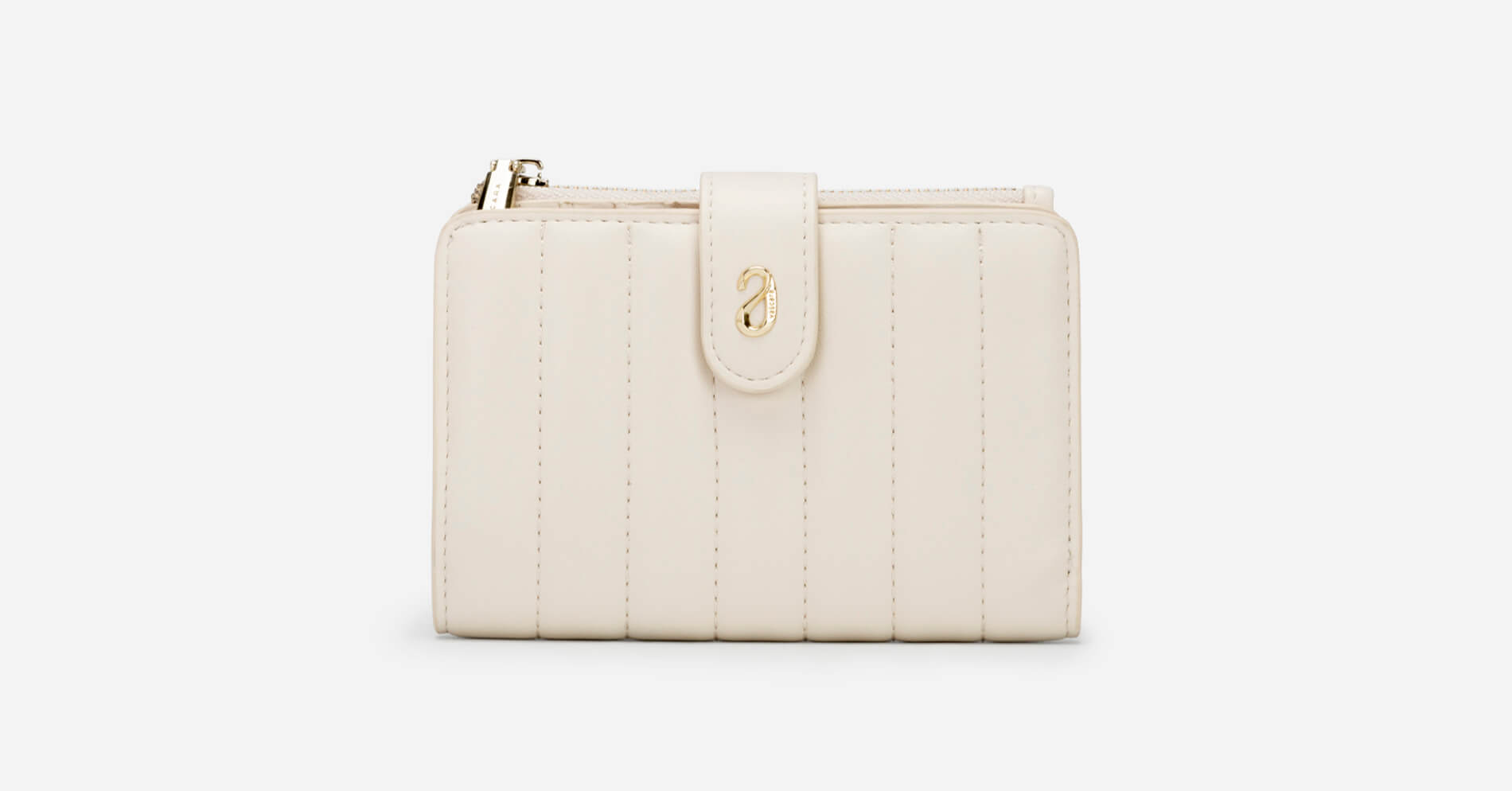 Stripe Quilted Mini Wallet - WLL 0249 - Cream | VASCARA