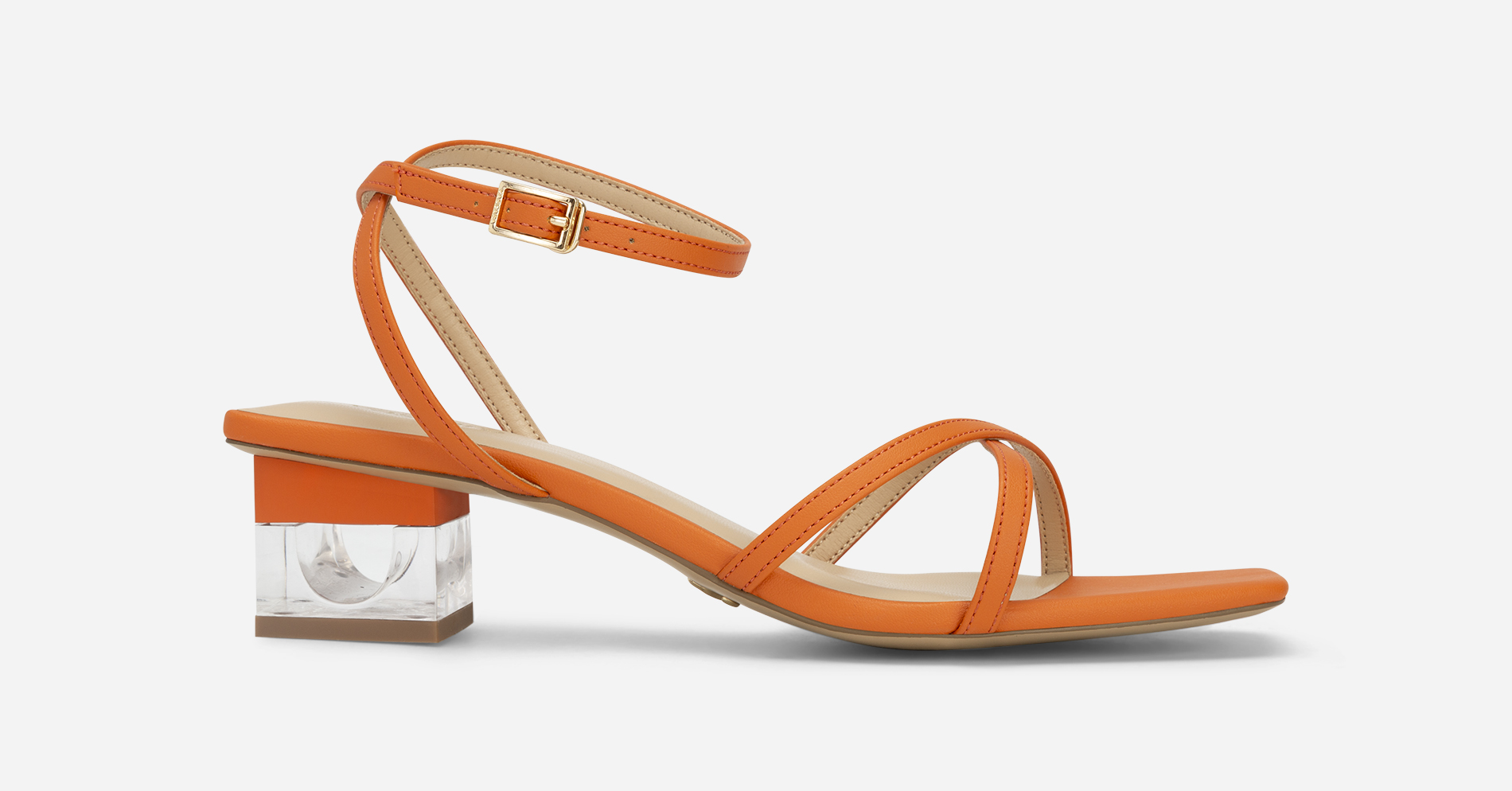 Crystal Heel Ankle Strap Sandals PUM 0747 Orange VASCARA