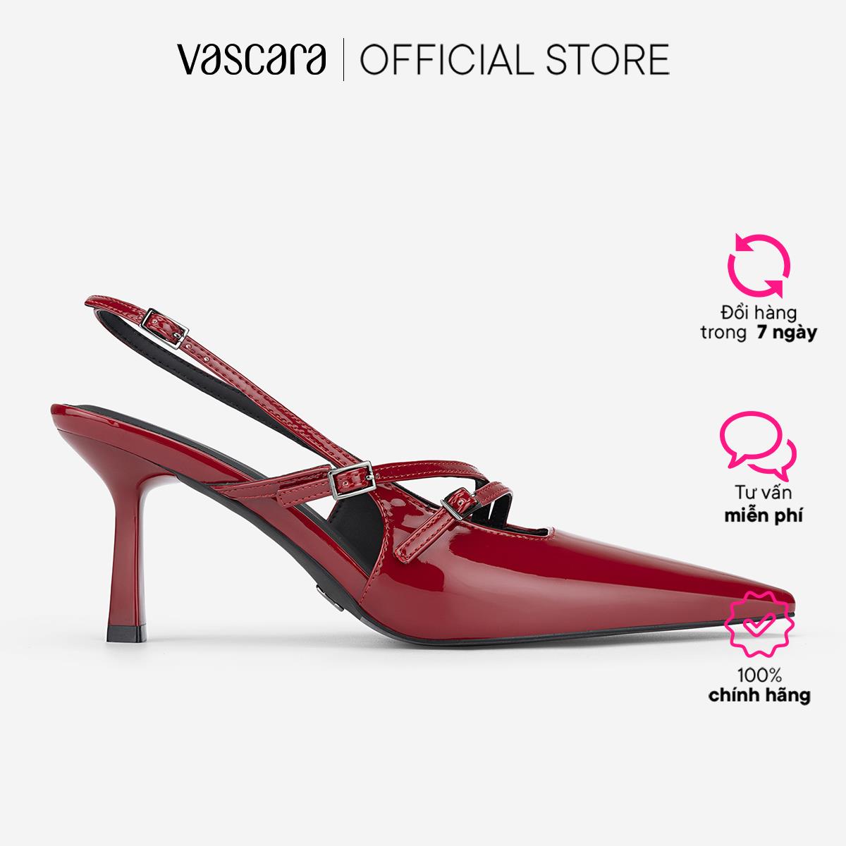 [Voucher 10%] Vascara Giày Slingback Cao Gót Strappy Phối Buckle - BMN 0706